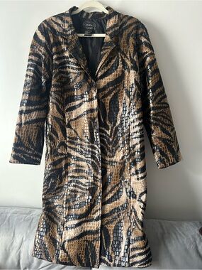 Selene Sport animal print midi length trench 1X